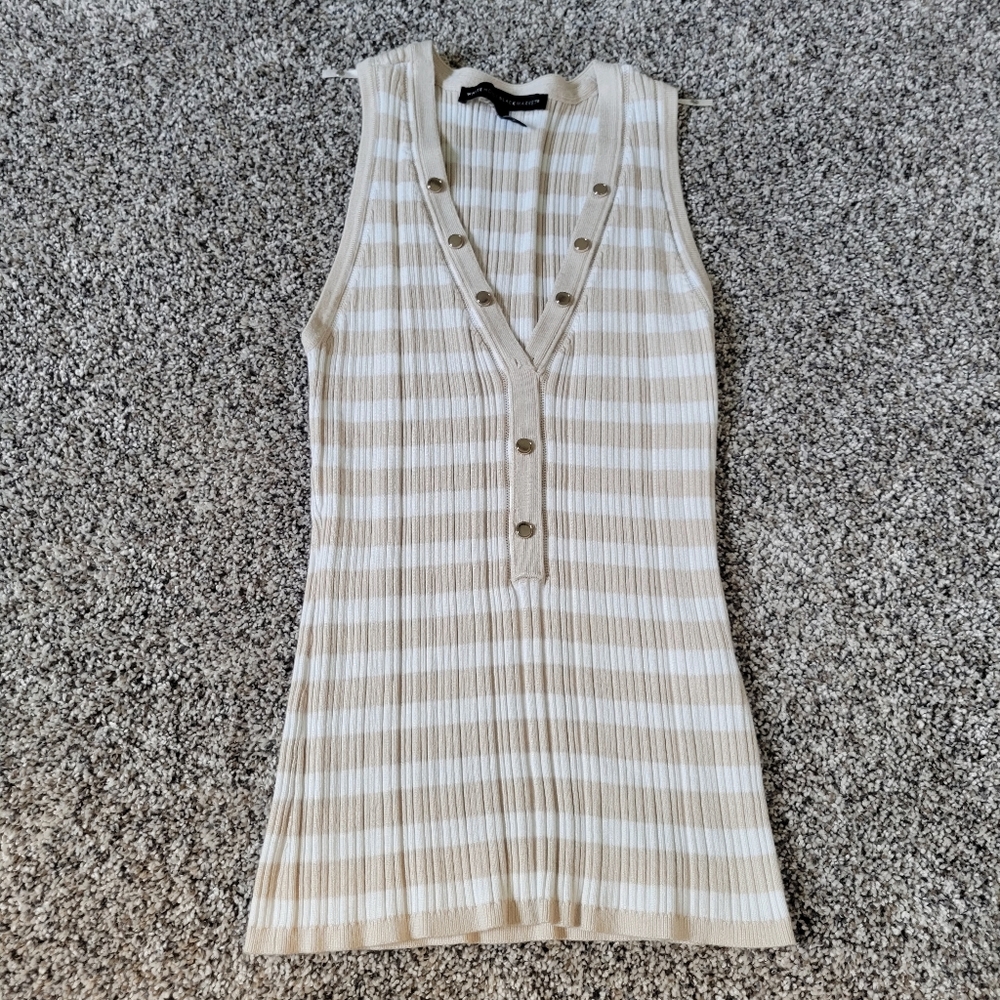 Striped Sleeveless Button-Down Top